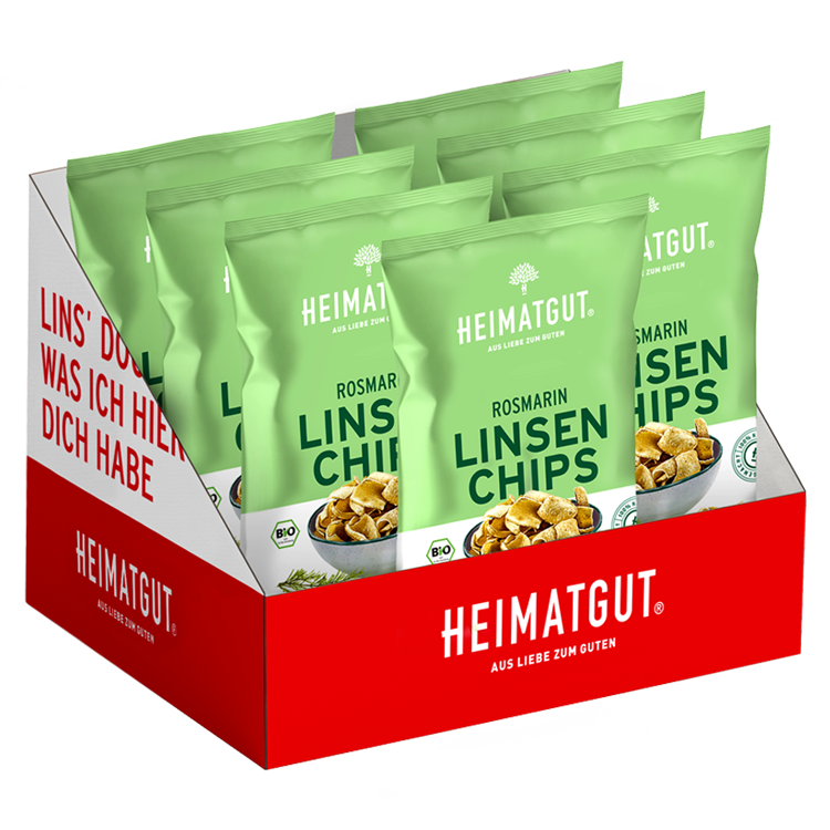 BIO Linsen Chips Rosmarin - Heimatgut® 100% Natürliche Snacks – Bio, Vegan, Frei von Zusatzstoffen