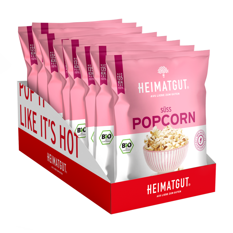 BIO Popcorn Süß - Heimatgut® 100% Natürliche Snacks – Bio, Vegan, Frei von Zusatzstoffen