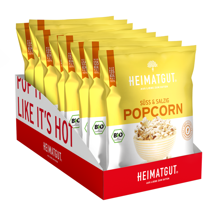BIO Popcorn Süß & Salzig - Heimatgut® 100% Natürliche Snacks – Bio, Vegan, Frei von Zusatzstoffen
