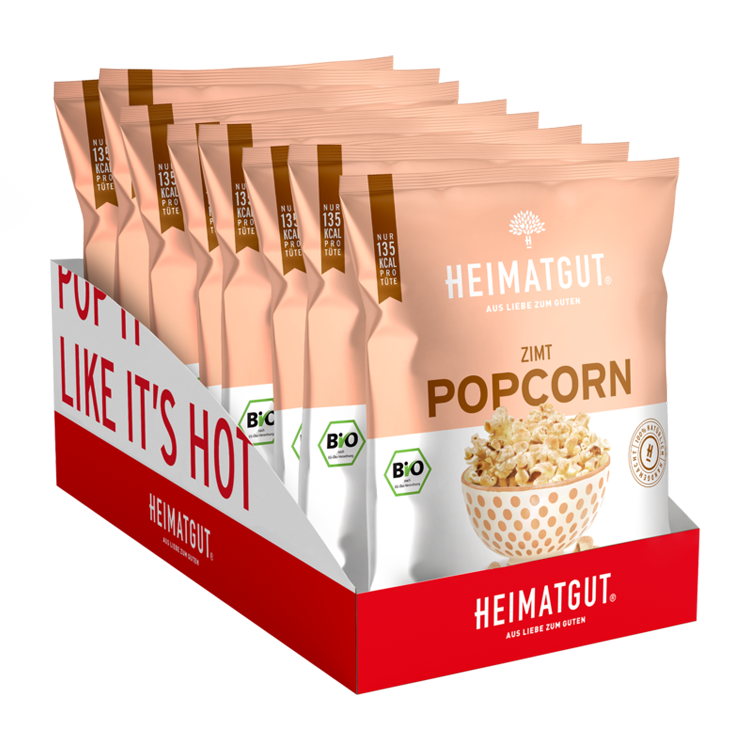 BIO Popcorn Zimt - Heimatgut® 100% Natürliche Snacks – Bio, Vegan, Frei von Zusatzstoffen