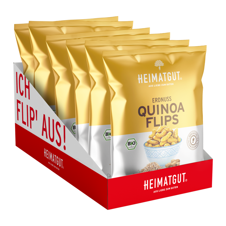 BIO Erdnuss Quinoa Flips - Heimatgut® 100% Natürliche Snacks – Bio, Vegan, Frei von Zusatzstoffen