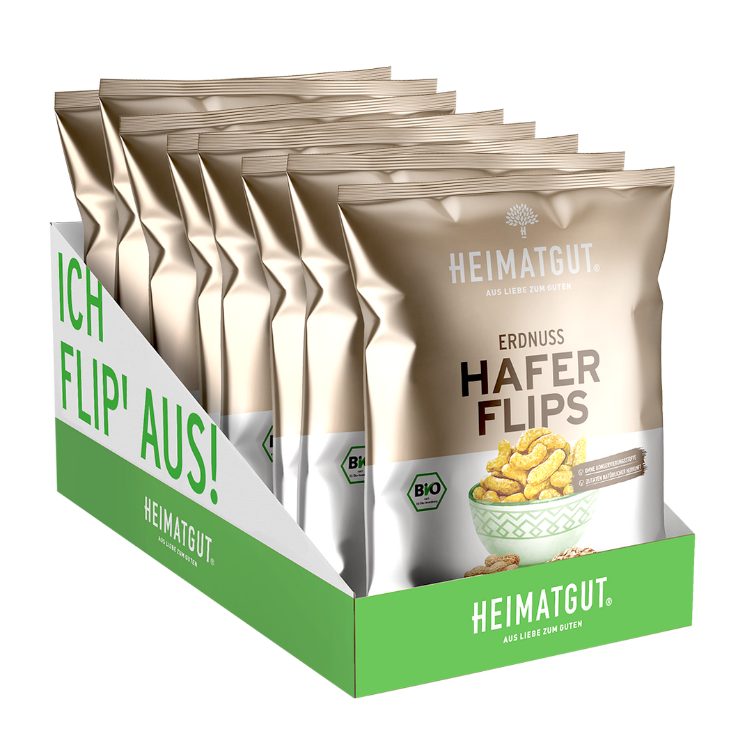 BIO Erdnuss Hafer Flips - Heimatgut® 100% Natürliche Snacks – Bio, Vegan, Frei von Zusatzstoffen
